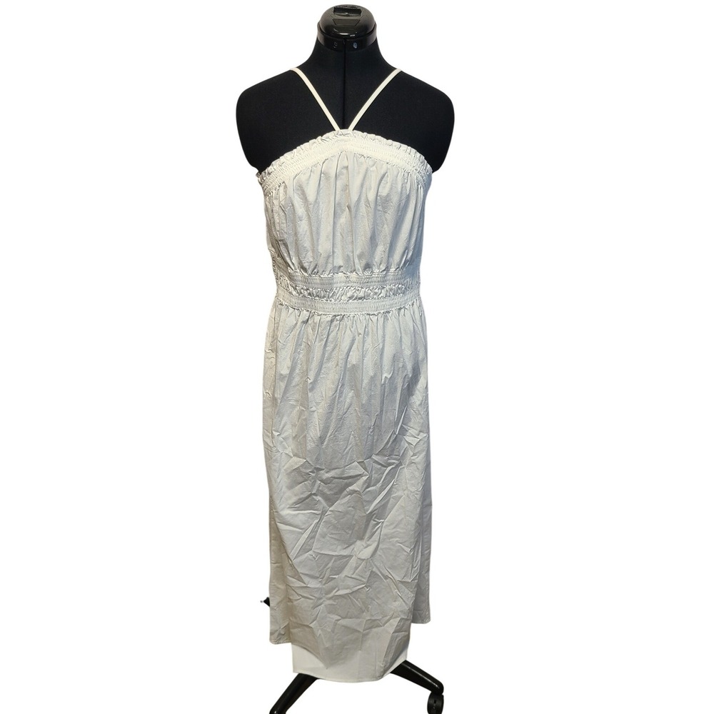 Aqua Swim White Smocked Cotton Blend Maxi Dress Cover Up‎ Women's Medium